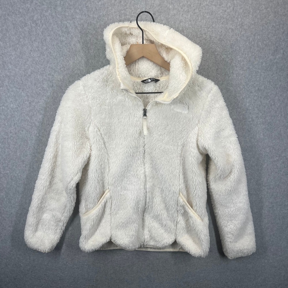 The North Face Full Zip Fleece Hoodie Girls L/G 14/16 White Oso High Pile Shaggy